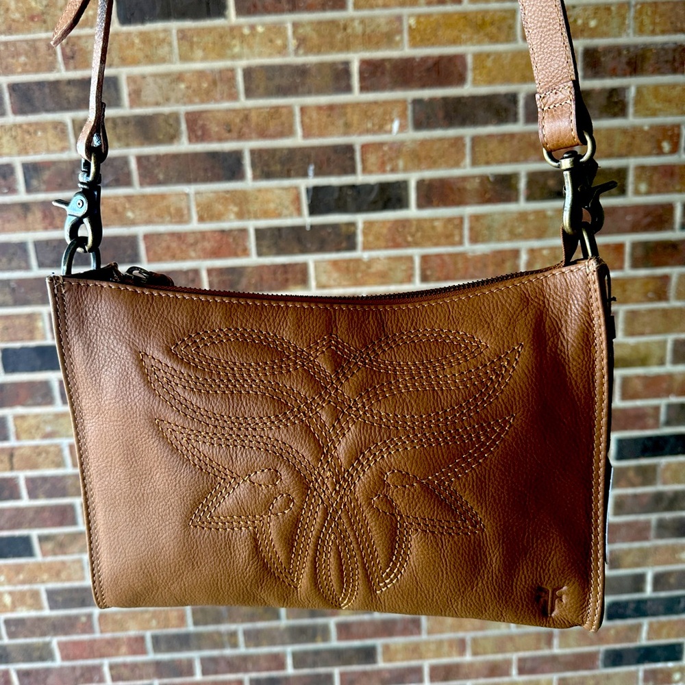 Tan Boot Stitch Crossbody Leather Bag